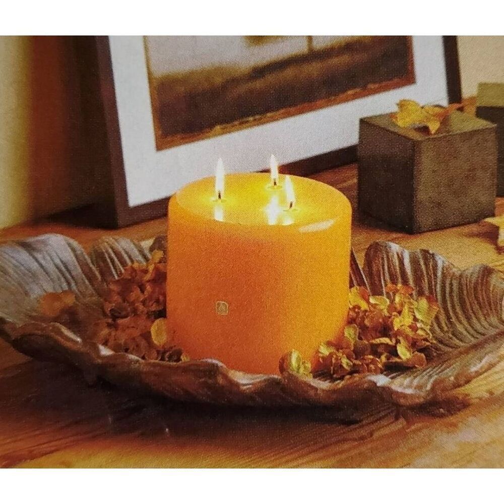 🩵NIB Partylite Brown Leaf Sculpted Pillar Candle Garden Centerpiece - Picture 8 of 15